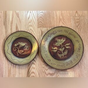 2 Primitives by Kathy Graybill Decorative Plates with Earthy Tones
